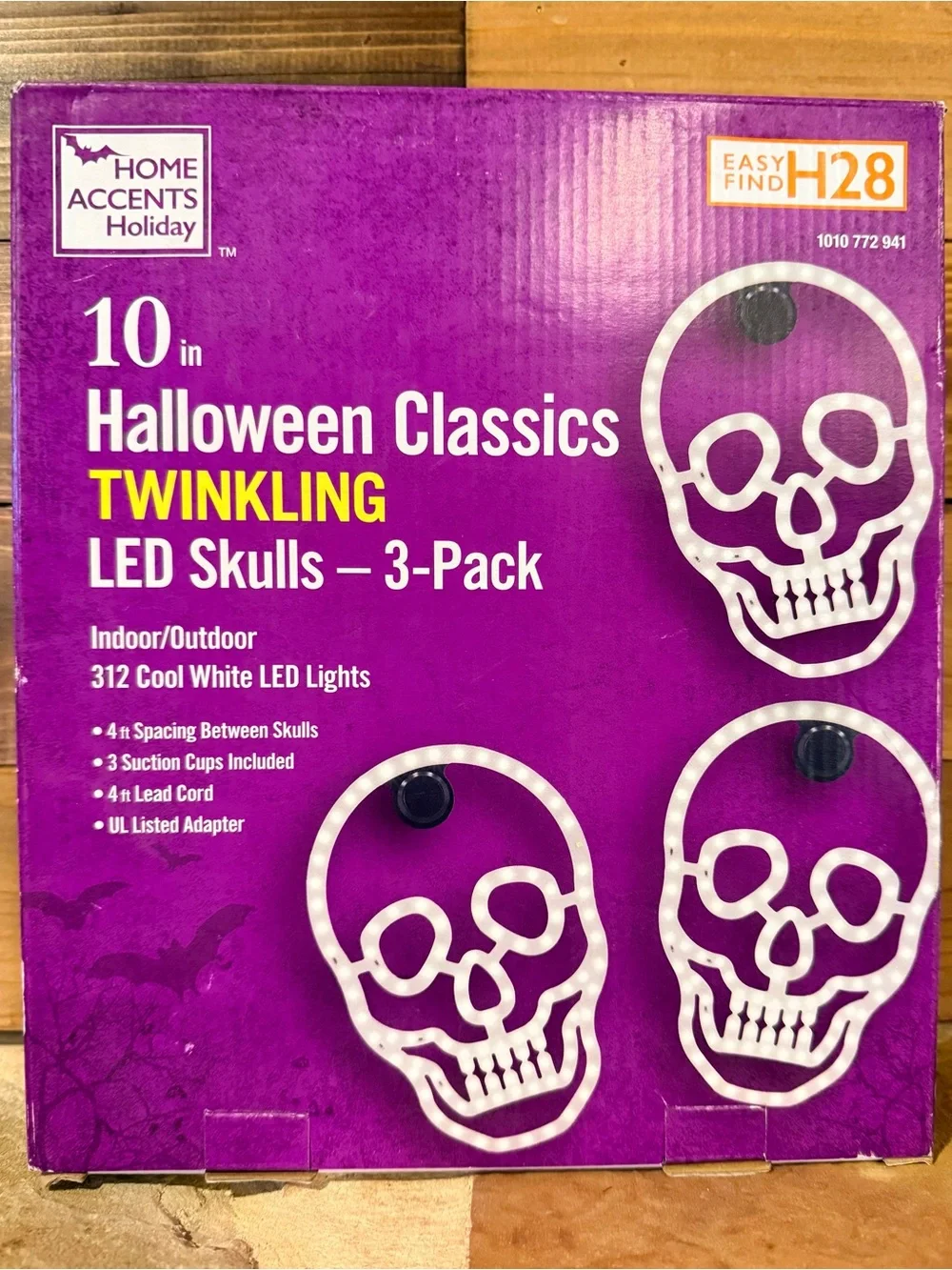 HOME ACCENTS - Halloween Classics Twinkling LED Skulls 10” 3-PK